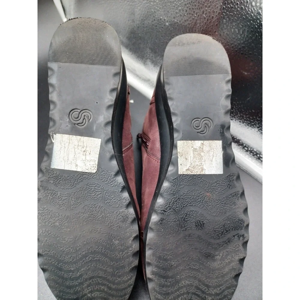 Clarks Cloudsteppers‎ Sillian Tino Burgundy Plum Ankle Boots Womens 8.5 M